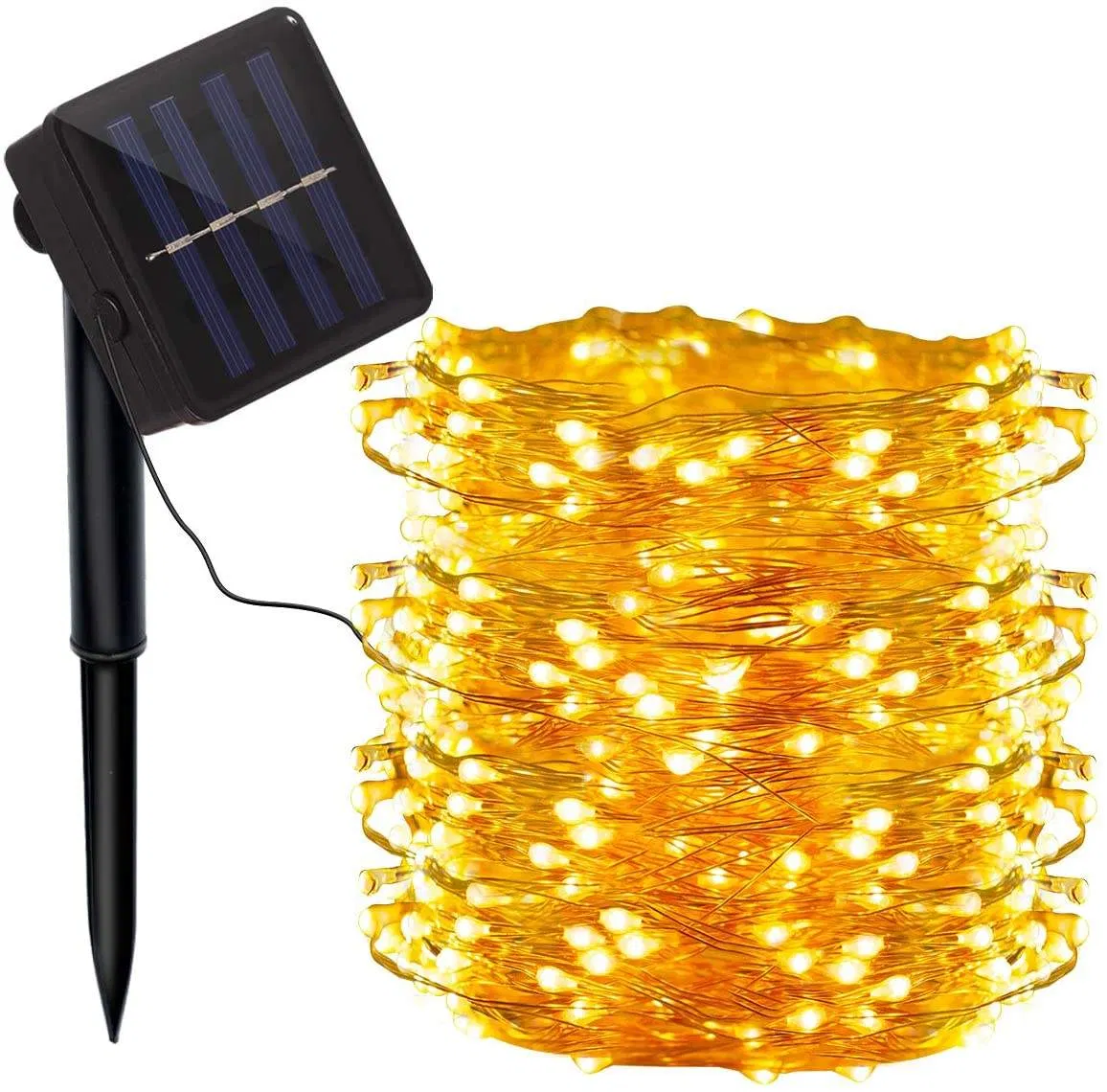 Luces de Navidad en cadena, decoraciones para fiestas alimentadas por energía solar