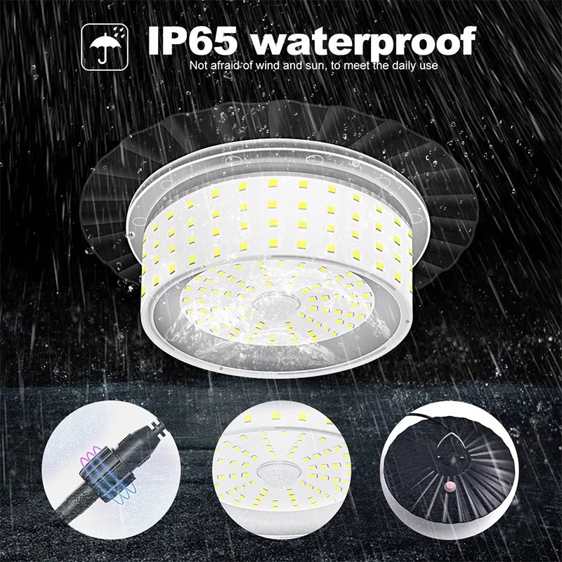 Luz Colgante Solar 244LED 5 Modos IP65 Lámpara Impermeable para Cobertizo Sensor de Movimiento Iluminación Interior Exterior