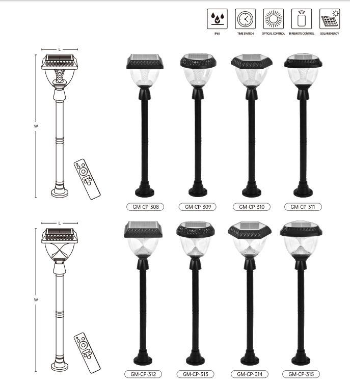 Lámpara de Pilar Cuadrada de Ahorro de Energía IP65 Luz Solar LED para Jardín Exterior Impermeable de ABS