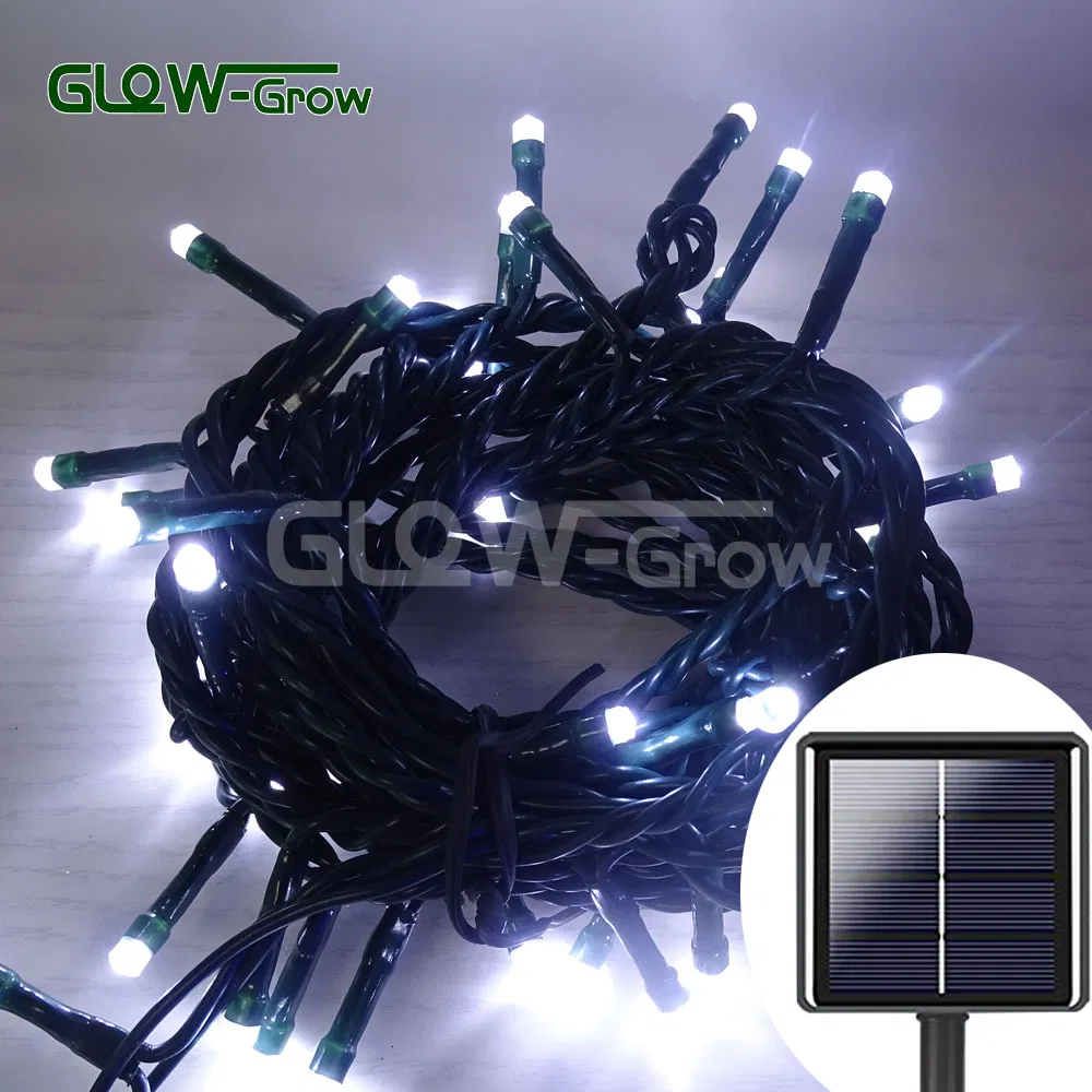 Luz de Cadena Solar Blanca para Decoración de Jardín Exterior 50LED Luz de Cadena de Hadas Solar para Decoración de Patio, Cerca, Césped, Evento, Árbol, Boda, Fiesta