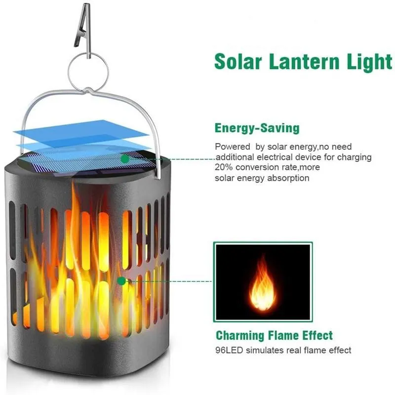 Lámpara Solar de Llama Estilosa para Decoración de Jardín Exterior IP65