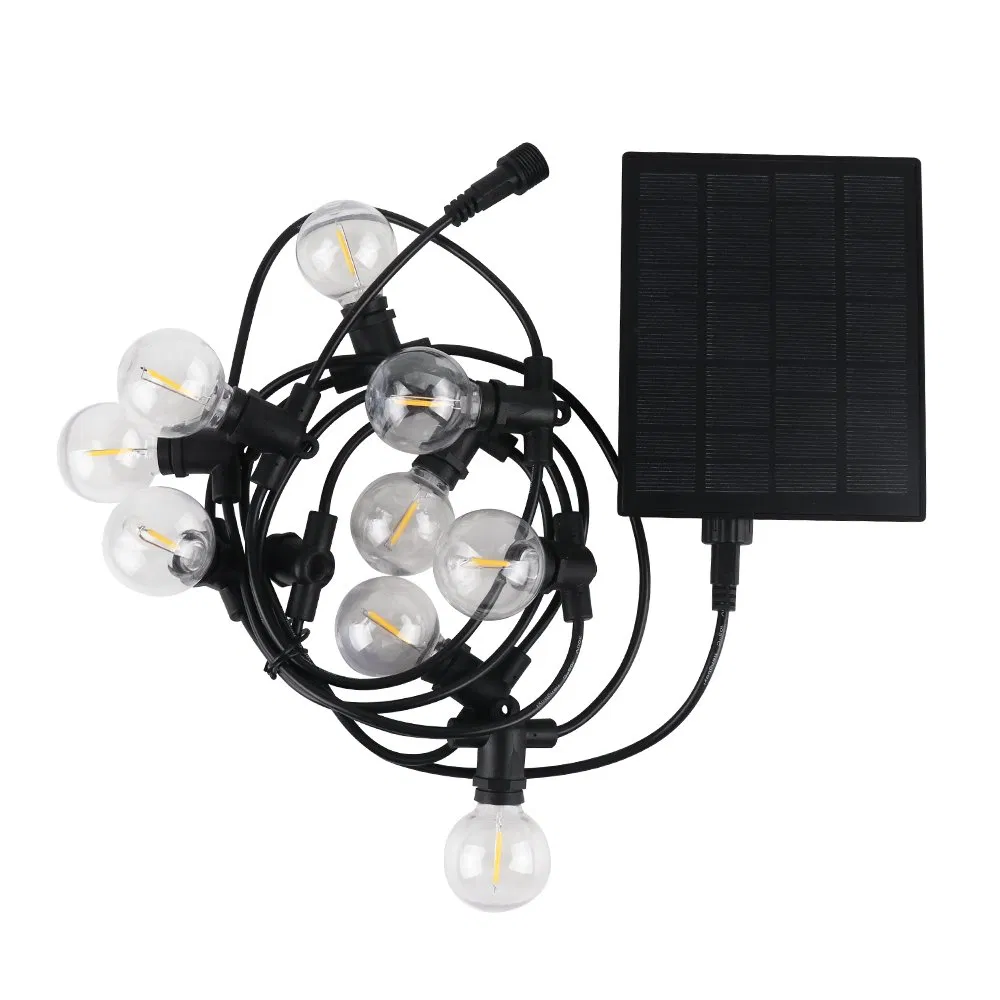 G40 Luces de Cadena Solar, Luces de Cadena para Exterior con 20 E12 Bombillas LED Impermeables