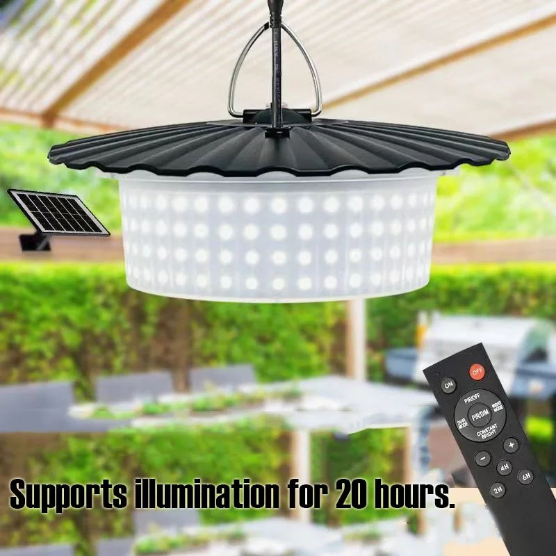 Luz Colgante Solar 244LED 5 Modos IP65 Lámpara Impermeable para Cobertizo Sensor de Movimiento Iluminación Interior Exterior