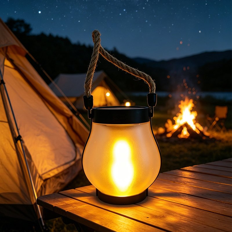 Linterna de Efecto Llama Solar, Linterna Solar Portátil para Colgar con Asa de Cuerda, Luz LED Recargable Impermeable para Jardín, Camping, Decoración de Patio