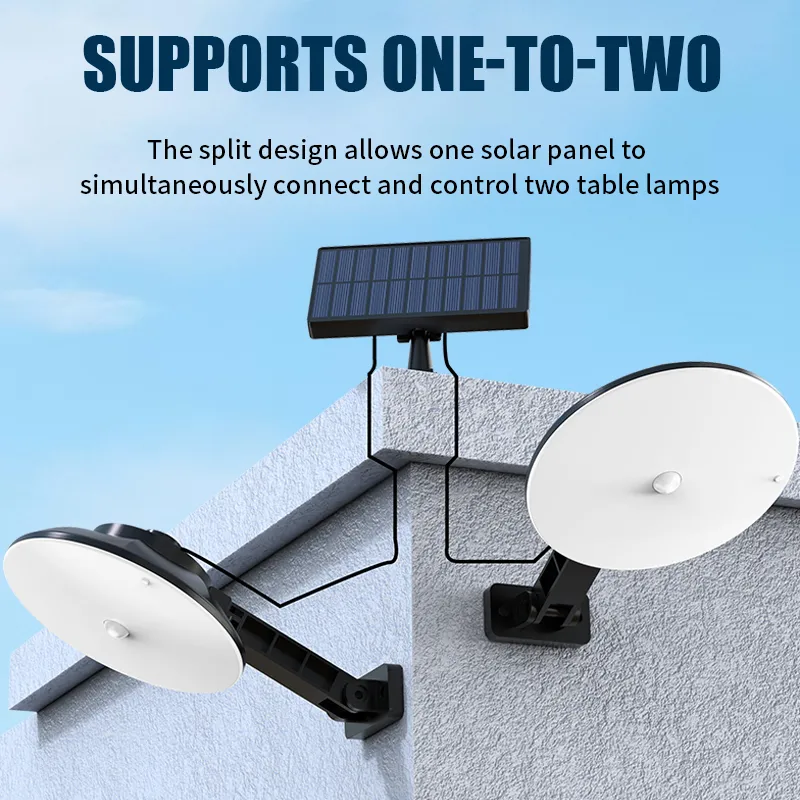 Lámpara solar de pared colgante de alta luminosidad para exteriores con doble cabezal