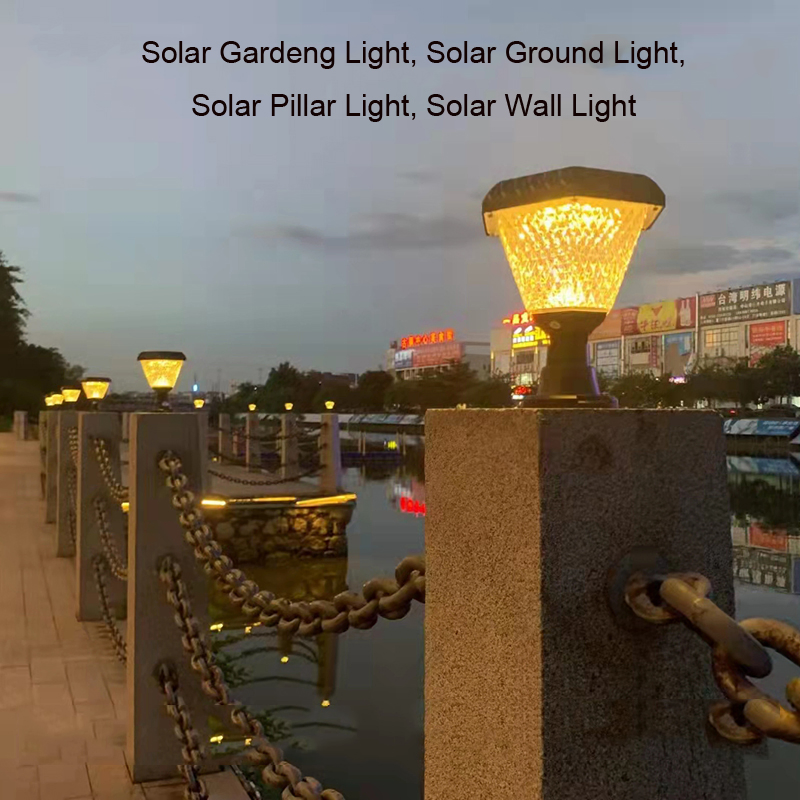 Luz LED solar de pilar con blanco cálido para exteriores Garden Wall Gate Fence Seguridad