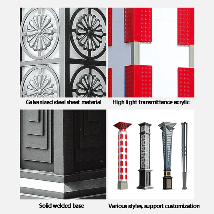 Lámpara de poste solar LED retro impermeable de grado industrial para patio y calle