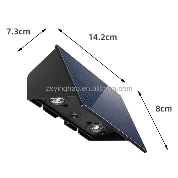 Luz de Pared Exterior LED Solar de Jardín a Prueba de Agua de Color Blanco Cálido Montada en la Pared IP65