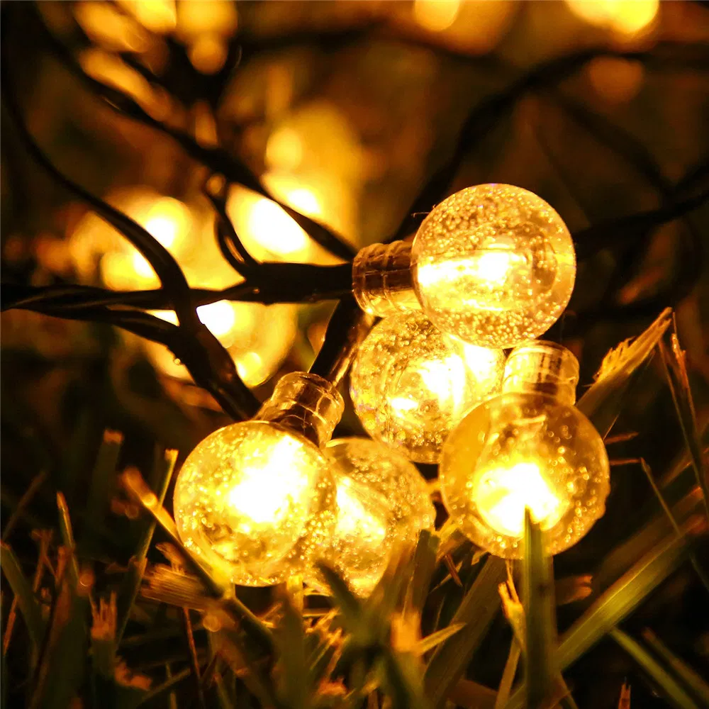 Luces de cadena LED solares recargables para Navidad 2W Decorativas para árboles, vacaciones, jardín de cristal, postes de porche inteligentes