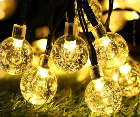 Luces de cadena LED solares recargables para Navidad 2W Decorativas para árboles, vacaciones, jardín de cristal, postes de porche inteligentes