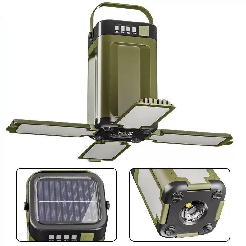 Lámpara de camping solar recargable plegable y a prueba de agua para jardín y campamento