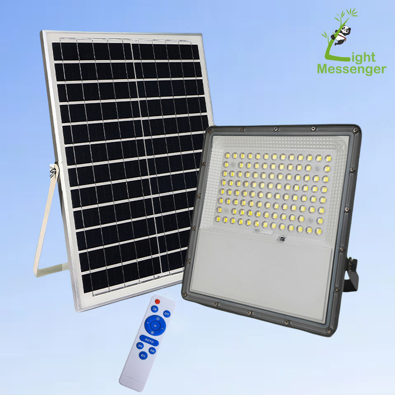 Luces de inundación solares al aire libre Light Messenger, iluminación LED para jardín, lámparas solares IP67 a prueba de agua con control remoto para patio, jardín, cobertizo
