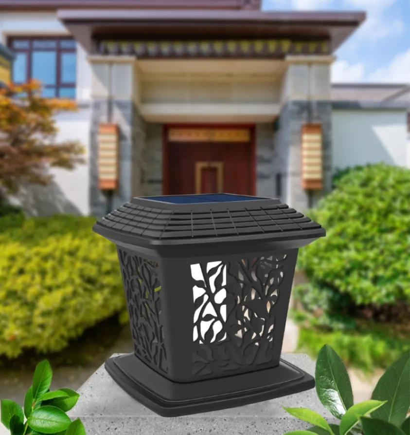 Luz de tapa de poste solar para jardín, luz exterior para cerca