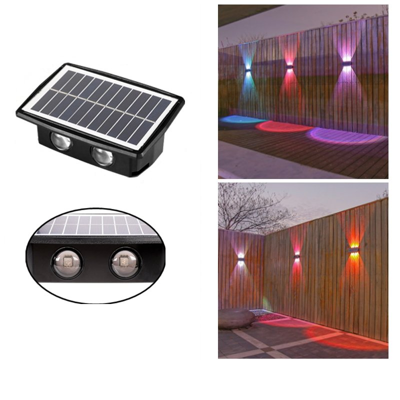luz de cerca solar impermeable y cálida para exteriores, arriba y abajo, IP65 lámparas de pared de seguridad para hogar, jardín y porche