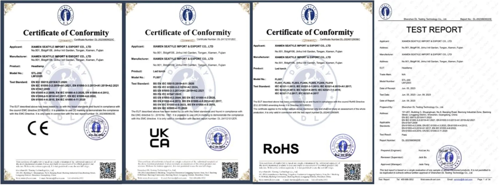 Certificaciones de Lámpara de camping
