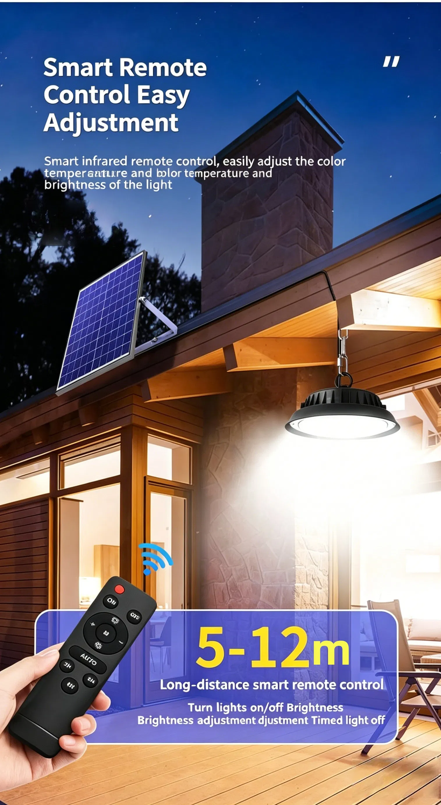Luz Solar Super Brillante LED Luz de Alta Bahía