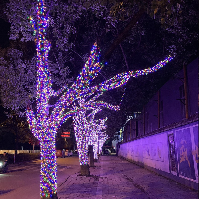 Luces de Navidad de alambre de cobre LED solares a prueba de agua, iluminación de vacaciones, luces de cadena para decoración de jardín al aire libre