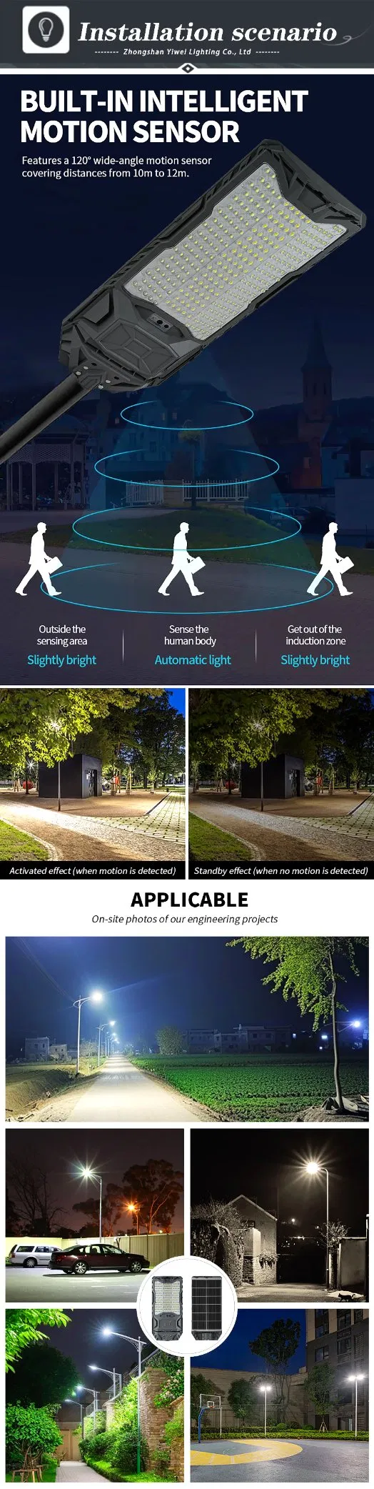 Lámpara de jardín solar elegante con batería de larga duración