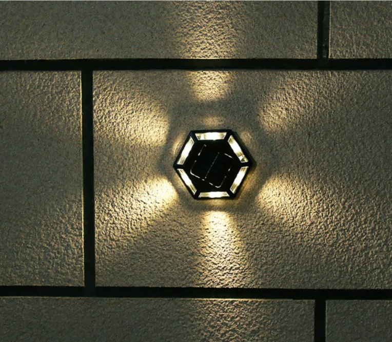 Lámpara enterrada hexagonal redonda LED solar impermeable para exteriores, decorativa para terraza, camino, jardín, patio y césped