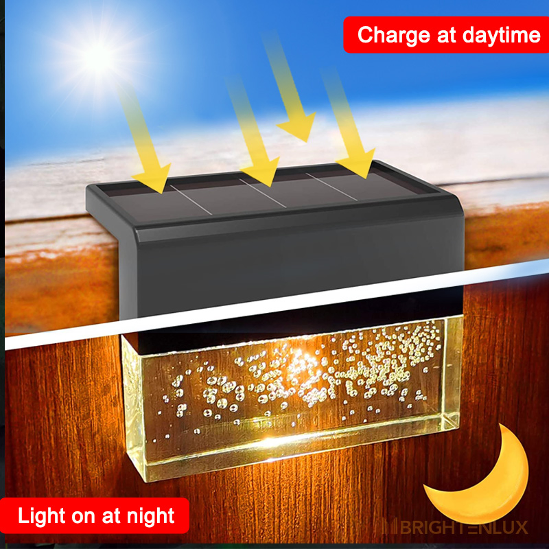 Luces de cubierta solares, luces de escalera solares LED, luces solares impermeables para cercas exteriores, para cubierta exterior, escaleras