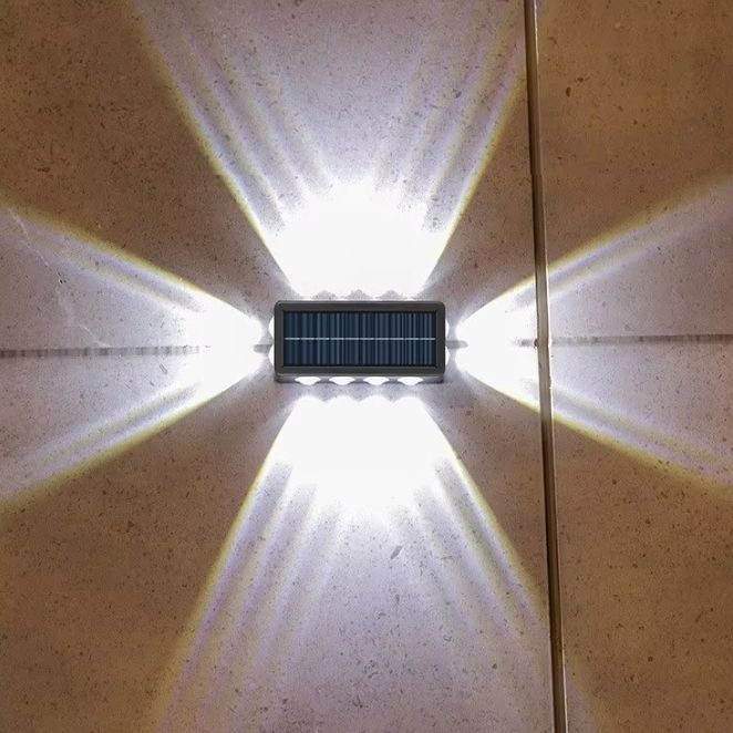 Lámpara de pared LED impermeable con espejo convexo de cuatro lados para exteriores, luz decorativa para jardín y escalera