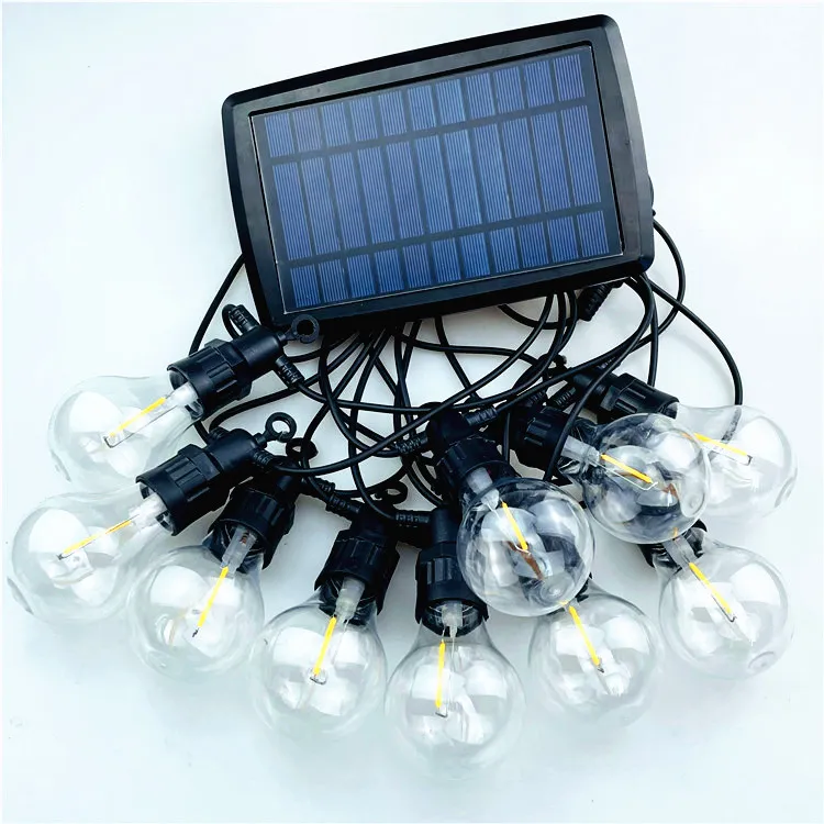 Luces de Cuerda de Bombillas Coloridas Solares Decoración Navideña para el Jardín Luz de Bombilla de Cristal LED Adorno de Luz en Racimo Navidad