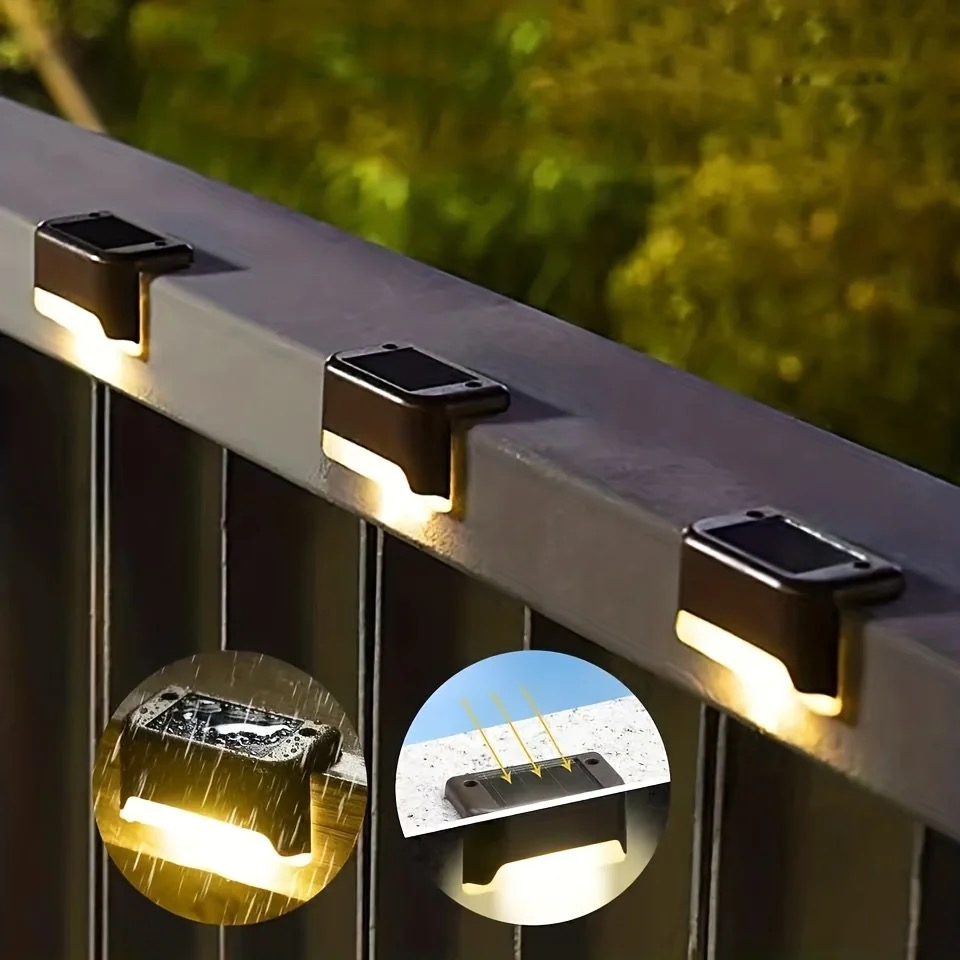Luces de cubierta solares exteriores impermeables LED para pasos, cercas, patios, terrazas y pasajes