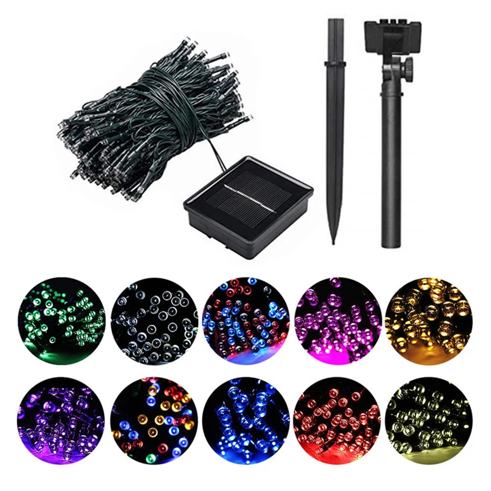 10/50/100/200 Luz de guirnalda de hadas LED solar para exteriores, luces de cadena impermeables
