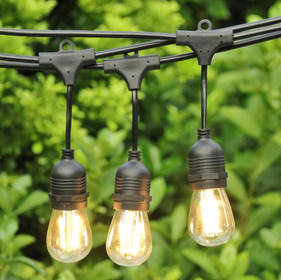 E27 IP65 Decoración Exterior de Jardín para Bodas y Camping Solar Impermeable S14 Bombilla 10m 48FT Luz de Cadena de Guirnalda LED