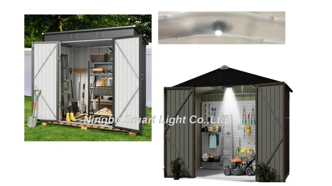 Luces solares con sensor de movimiento para inodoros portátiles, montadas en el techo, iluminan gallineros, casas para perros y cobertizos de almacenamiento