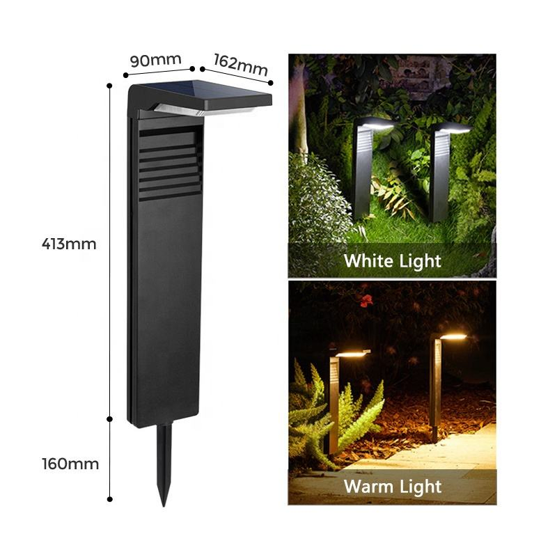 Luces Solares para Exteriores, Luces de Sendero Solares Negras en Forma de L, IP65 Lámpara Solar Impermeable para Jardín para Luces de Sendero