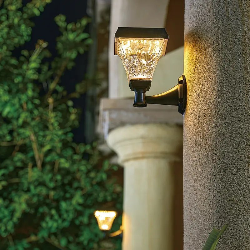 Lámpara de pared LED impermeable para jardín, luces solares de pared, terraza