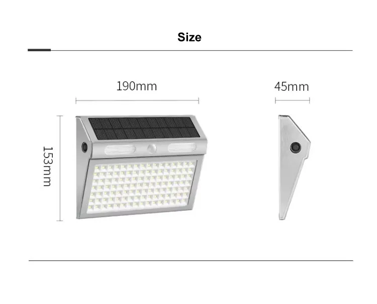 Luz de pared solar LED decorativa a prueba de agua con sensor de movimiento de acero inoxidable 112PCS para jardín, lámpara de escalera exterior, cerca exterior