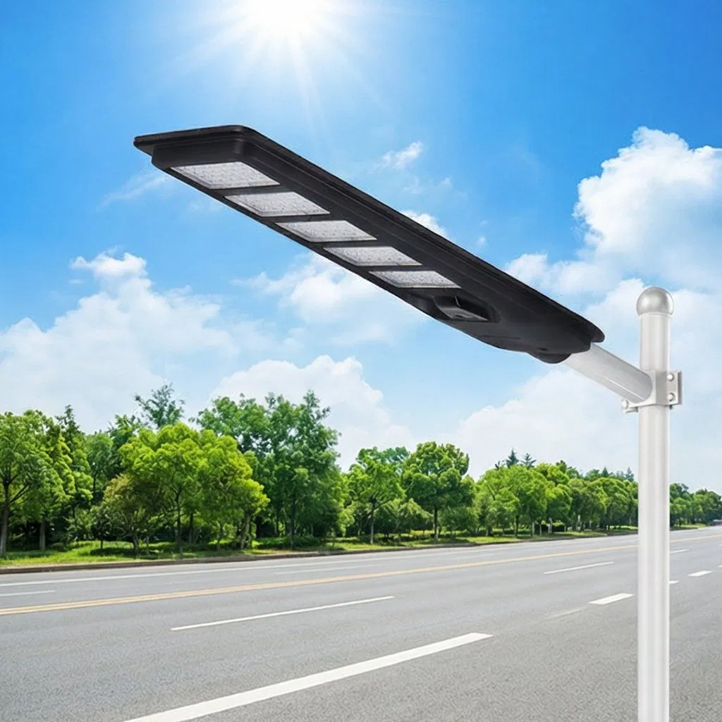 Suministro de energía solar OEM ODM con sensor de movimiento 100W 150W 200W 300W 400W 500W panel recargable todo en uno luz de calle LED solar para exteriores