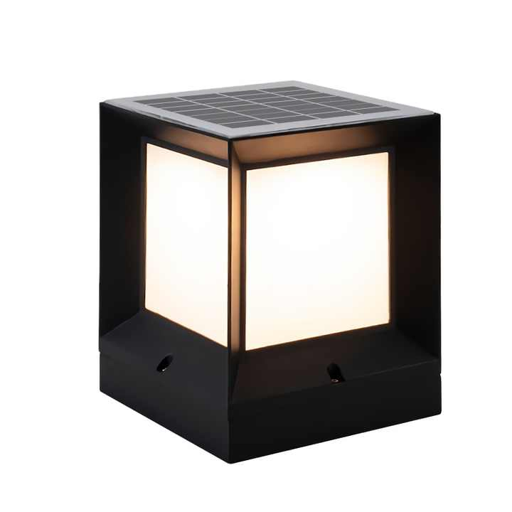 Luz decorativa de pilar de puerta de cerca al aire libre cuadrada de aluminio LED solar impermeable IP65