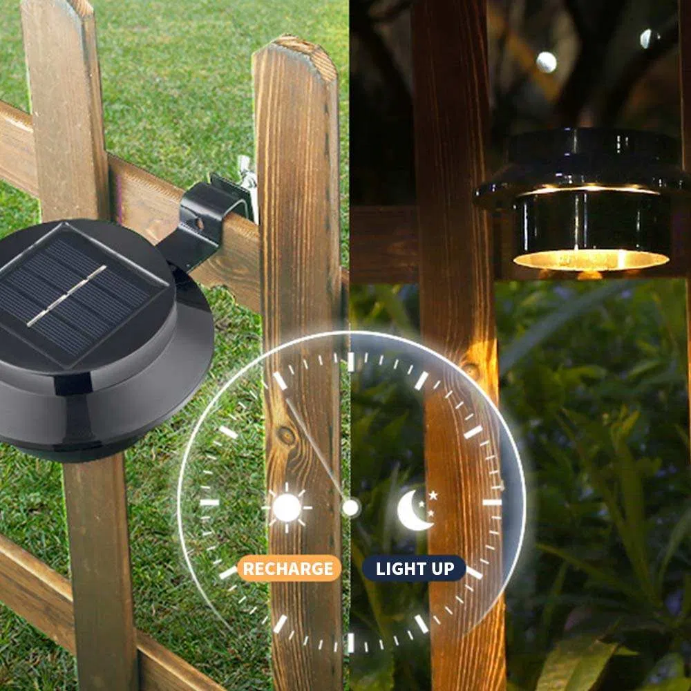 Lámpara de pared impermeable 3LED luces solares de disco para canalones y jardines