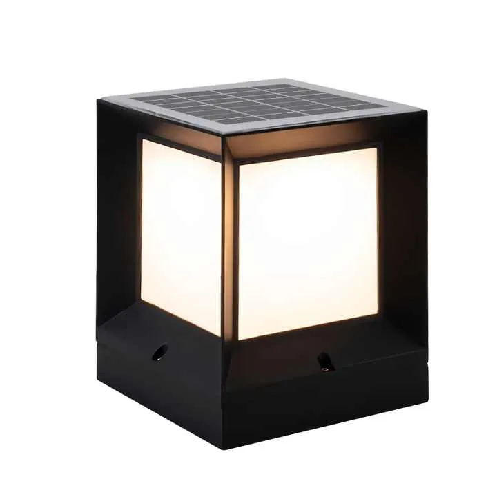 Luz decorativa de pilar de puerta de cerca al aire libre cuadrada de aluminio LED solar impermeable IP65
