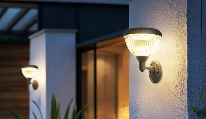 Luz de Pared Solar Versátil Alimentada por Energía Solar Ecológica 2-3 Luz de Respaldo Nocturna Control Inteligente Automático Iluminación de Jardín y Cerca