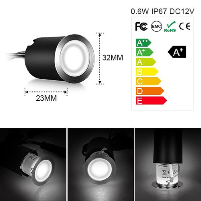 IP67 Luz de jardín subterránea LED solar a prueba de agua 32mm Lámpara de suelo empotrada para patio, foco para escalera