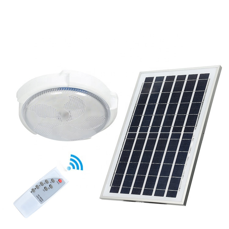 Lámpara de techo LED solar para iluminación de interiores y exteriores en el hogar 50W 100W 200W Resaltar control remoto para iluminación de patio y garaje