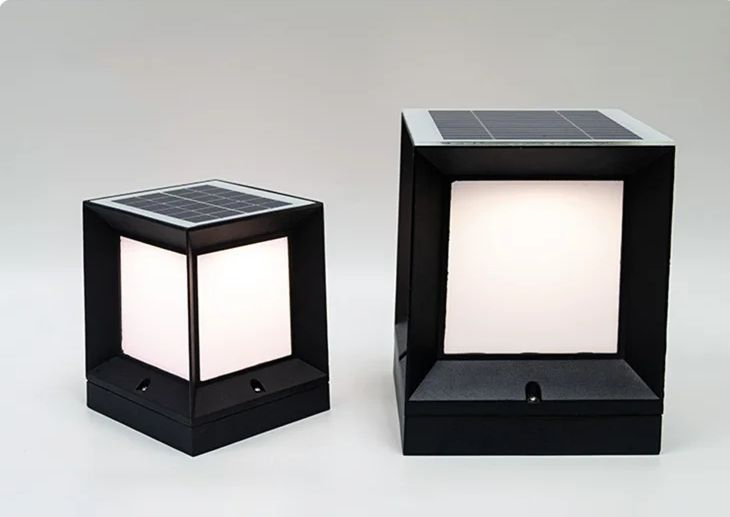 Luz decorativa de pilar de puerta de cerca al aire libre cuadrada de aluminio LED solar impermeable IP65