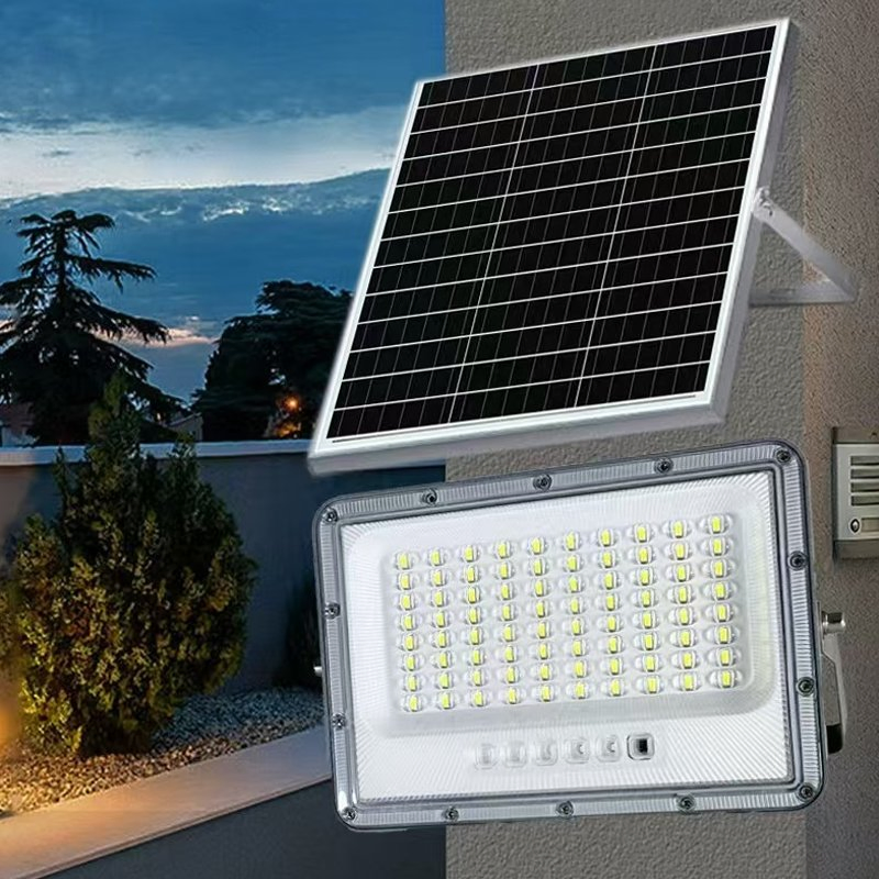 300W 6000K Luz Solar de Inundación Exterior con Control Remoto, Luz de Seguridad Solar que se Enciende y Apaga Automáticamente desde el Anochecer hasta el Amanecer para Patio, Terraza, Cobertizo