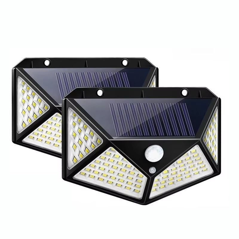 Lámpara de pared con luz solar, sensor de movimiento, luz LED solar para exteriores, jardín trasero, escalera, impermeable 100LED 118LED 76COB
