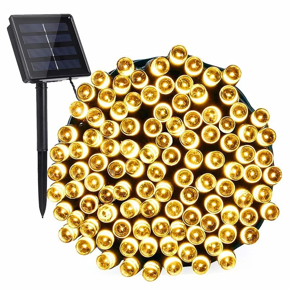 Luces de cadena solares para decoración de Navidad, patio, jardín, boda y fiestas, impermeables