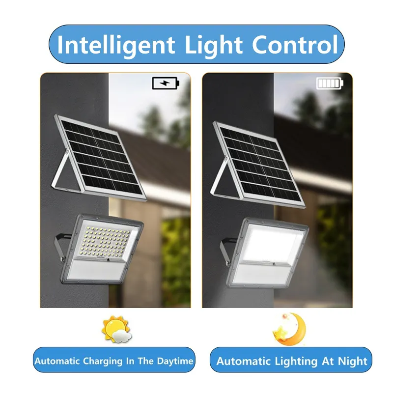 Luces de inundación solares al aire libre, iluminación LED para jardín