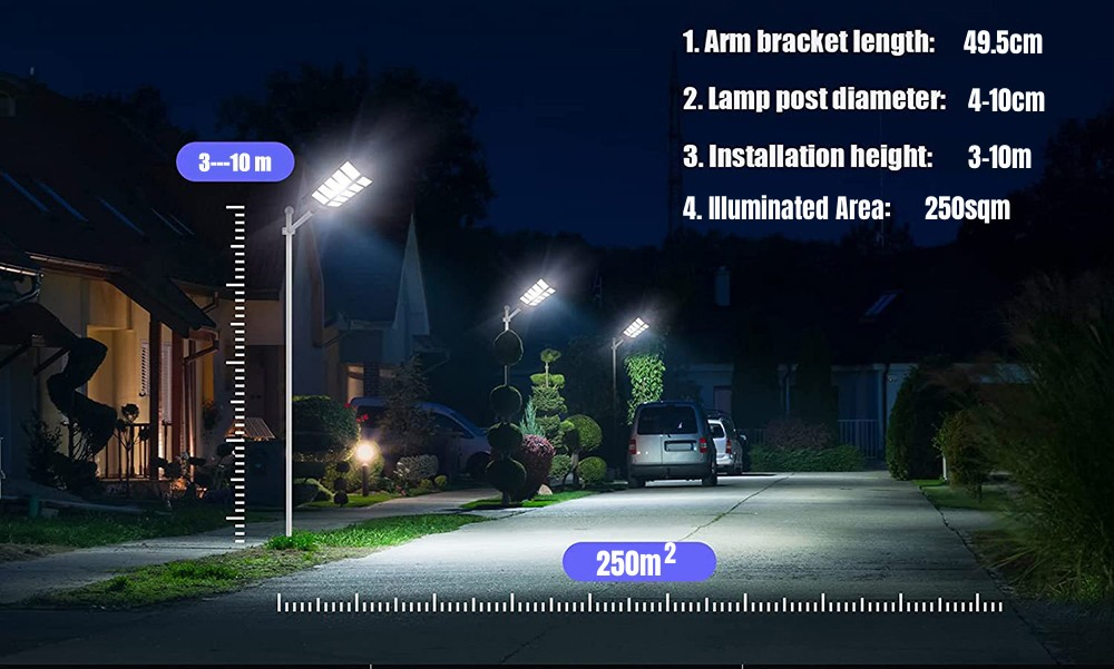 Venta Caliente 500W 1500W Lámpara de Inundación con Sensor de Movimiento de Ahorro de Energía Solar Mejor Lámpara Todo en Uno para Jardín Camino Exterior Alimentada por LED Solar Luz de Calle