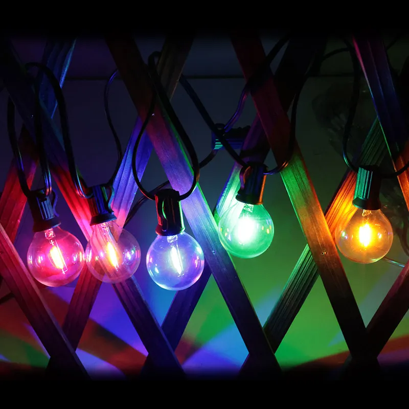 Luces solares de estilo colgante para interiores y exteriores con 50PCS bombillas LED multicolores para iluminación de jardín, terraza y Navidad