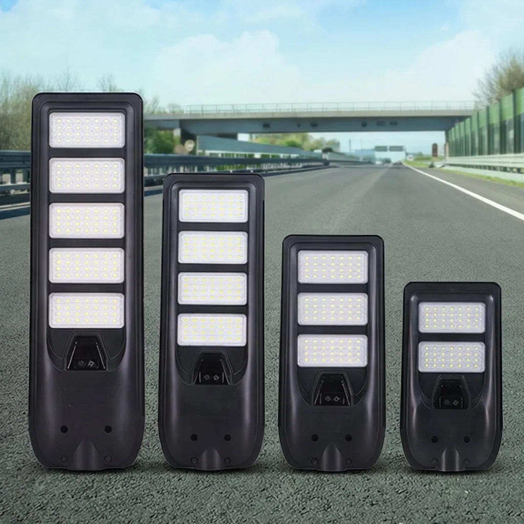 Suministro de energía solar OEM ODM con sensor de movimiento 100W 150W 200W 300W 400W 500W panel recargable todo en uno luz de calle LED solar para exteriores