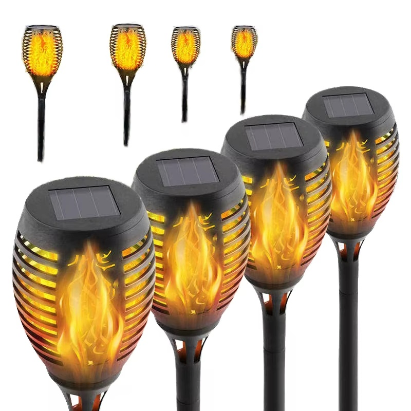 Luces de sendero LED solares modernas de llama pequeñas, impermeables, luz cálida blanca para jardín y camino