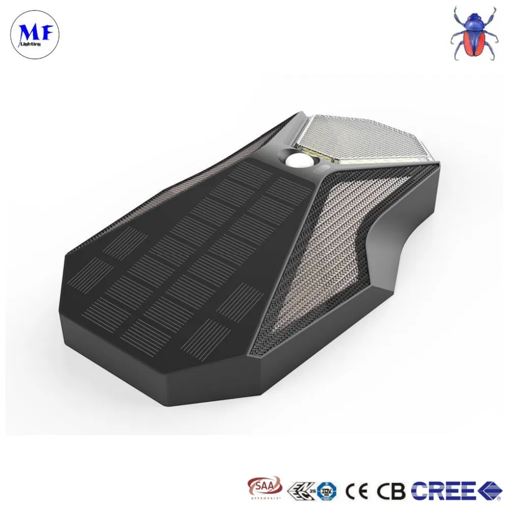 Sensor PIR ecológico para exteriores resistente a la intemperie y a prueba de agua IP65 Luz solar LED de pared de larga duración para terraza, cerca, paisaje, estacionamiento, pared exterior